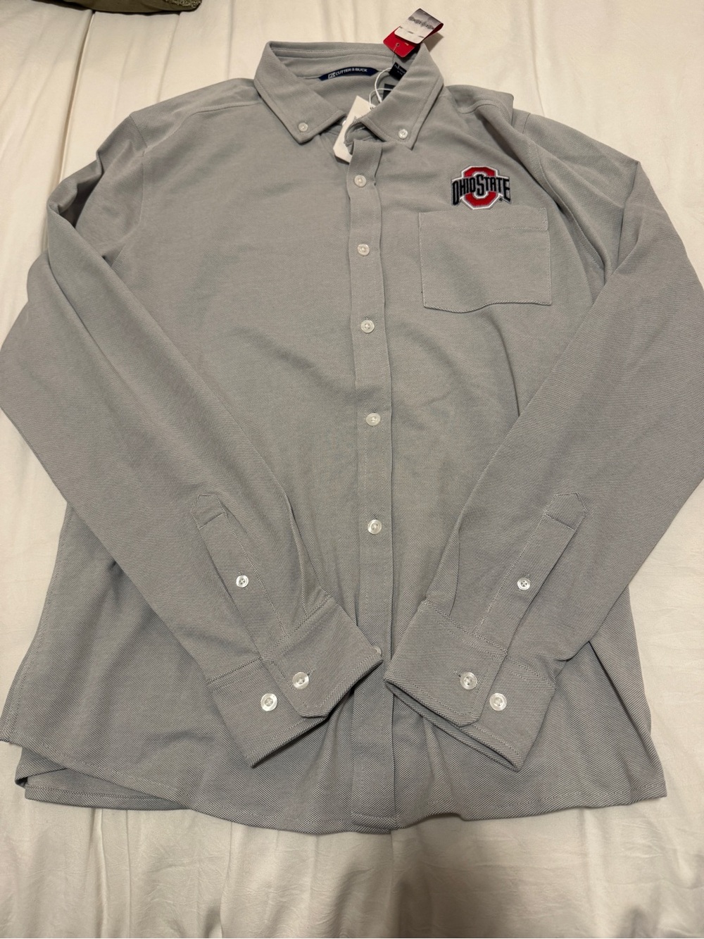 Cutter & Buck Ohio State Men’s Light Gray Button-Down Shirt